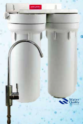 A typical under-sink filtration system.