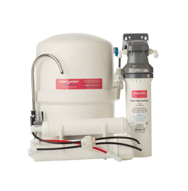 IMAGE OF W2W MAXIFLOW RO SYSTEM WITH TANK AND FAUCET